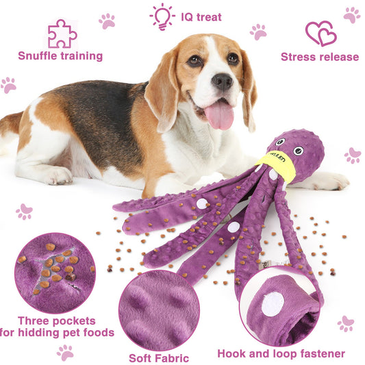 Dog Snuffle Toy Dog Plush Octopus Toys, Dog Puzzle Games Interactive Puppy Toys Chew Toys Slow Feeding Games